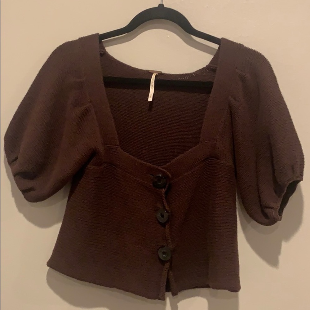 Free people cropped button up sweater